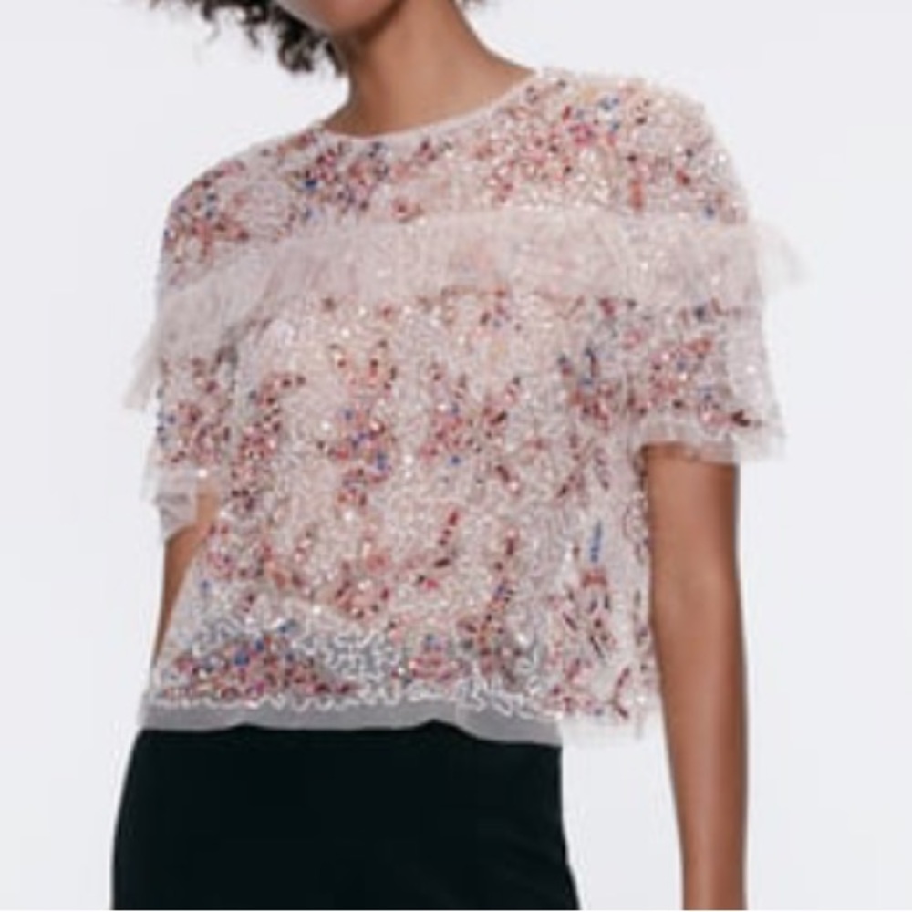 Beaded Top with Ruffles